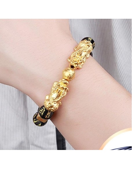 Gold-Plated Double Pixiu Bracelet - Extreme Wealth & Protection