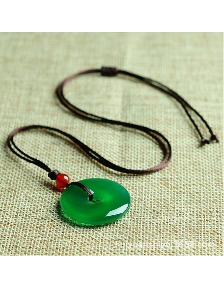 Green Jade Disk Necklace - Attract Positivity & Harmony