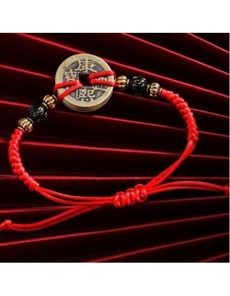 Chinese Lucky Coins Bracelet - Five Emperor Coins Feng Shui