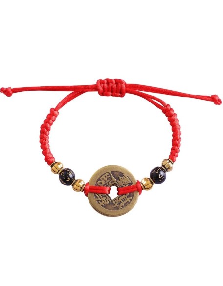Chinese Lucky Coins Bracelet - Five Emperor Coins Feng Shui