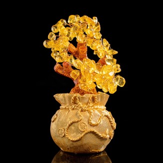 Citrine Money Tree for Prosperity - Feng Shui Gemstone Ornament