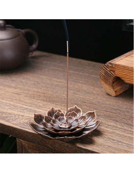 Bronze Lotus Incense Burner - For Inner Peace