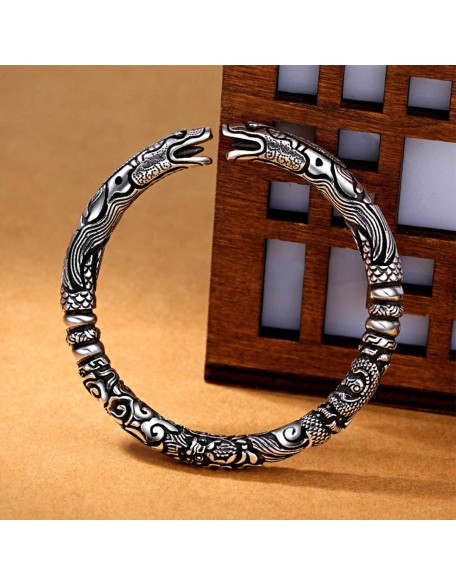 Ancient Silver Dragon Cuff Bracelet