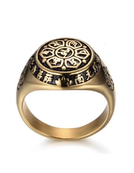 Lotus Mantra Ring – Om Mani Padme Hum - Silver, Gold