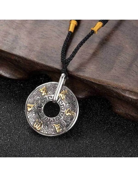 Tibetan Mani Mantra Coin Necklace