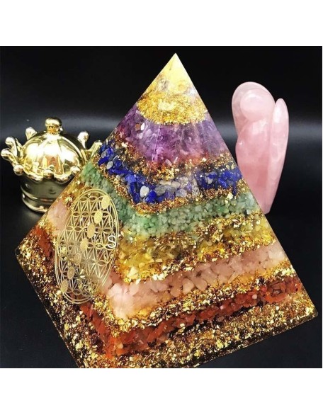 Seven Chakra Healing Orgone Pyramid