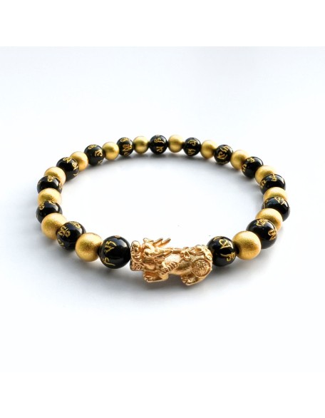 Black and Gold Feng Shui Beads Pixiu Charm