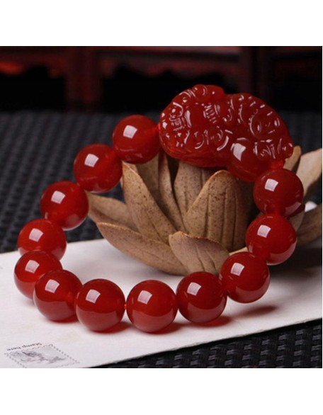 Red Agate Pixiu Bracelet - Preserve Wealth
