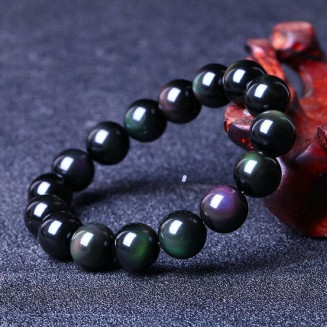 Natural Rainbow Obsidian Crystal Bracelet