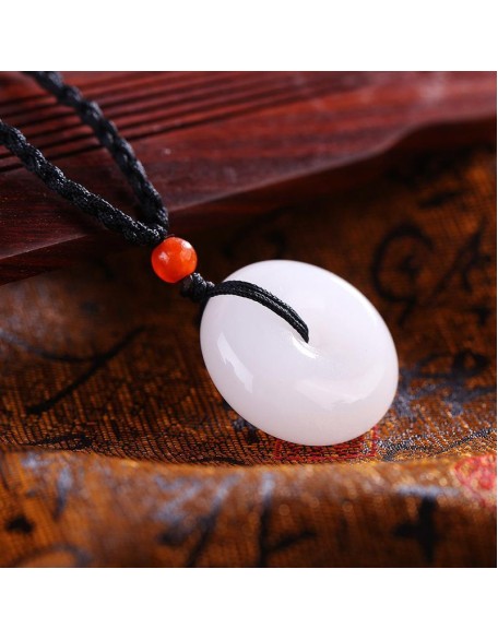 White Jade Disk Necklace - For Purity & Good Things