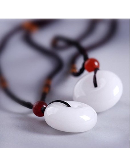 White Jade Disk Necklace - For Purity & Good Things