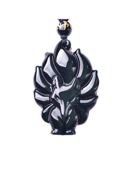 Nine-Tailed Fox Rainbow Obsidian Necklace - Love & Fidelity