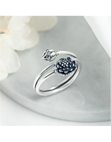 Silver Triple Wrap Lotus Ring - Beauty, Wisdom & Purity