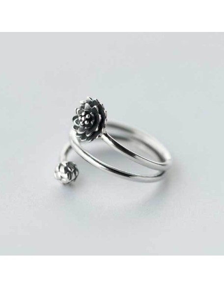 Silver Triple Wrap Lotus Ring - Beauty, Wisdom & Purity