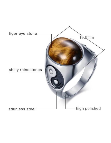 Yin Yang Tiger’s Eye Protection Ring