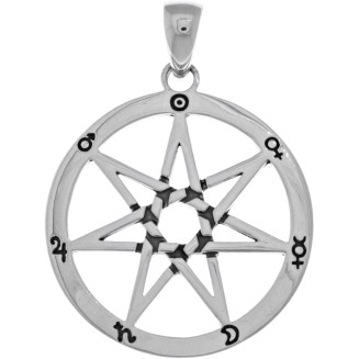 Jewelry Trends Faery Septagram Seven Point Star Fairy Sterling Silver Pendant Necklace 18"