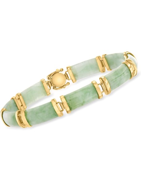 Ross-Simons Jade Good Fortune Bracelet in 18kt Gold Over Sterling