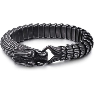 Gothic Style Dragon Scale Bracelet 316L Stainless Steel,Unique Retro Style Mens Heavy Link Chain