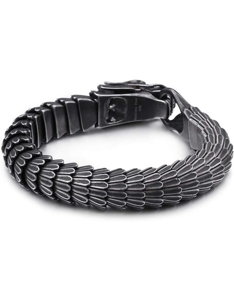 Gothic Style Dragon Scale Bracelet 316L Stainless Steel,Unique Retro Style Mens Heavy Link Chain