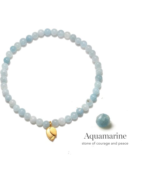 Gold Plated & Amethyst, Quartz, Aquamarine Mini Lotus Charm Stretch Women's Bracelet Set