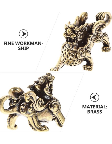 2pcs Feng Shui Pixiu Statue Brass Prosperity Figurine Animal Wealth Decor for Home Office Attract Money Good Luck Sculpture Decoration