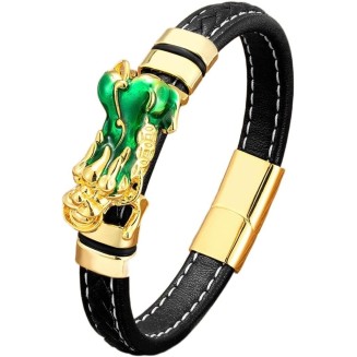 Bracelets Feng Shui Guardian Charm Leather Bracelet Men Women Troops Wristband Jewelry Gold Black PIXIU Wealth braclets