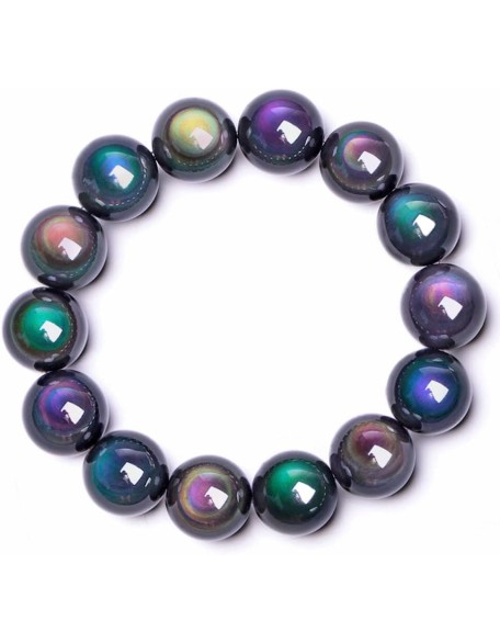 Bracelets Natural Rainbow Eye Obsidian Yoga Bracelets Bangles Chakra Bracelet