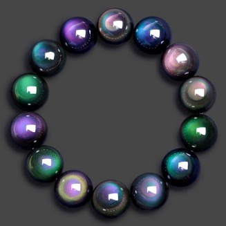 Bracelets Natural Rainbow Eye Obsidian Yoga Bracelets Bangles Chakra Bracelet