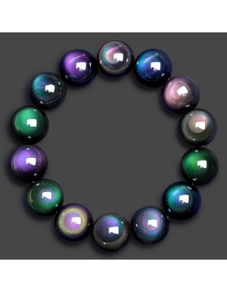 Bracelets Natural Rainbow Eye Obsidian Yoga Bracelets Bangles Chakra Bracelet