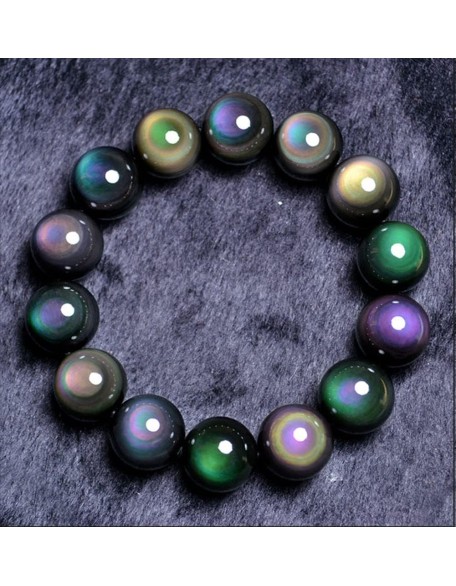 Bracelets Natural Rainbow Eye Obsidian Yoga Bracelets Bangles Chakra Bracelet