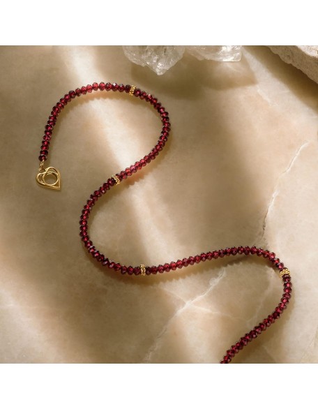 Spirit of Love - Genuine Garnet Stones 925 Sterling Silver- 18K Gold Plated Wrap Bracelet