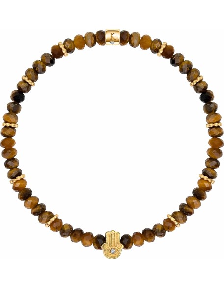 Fierce Spirit - Women's Genuine Tiger's Eye Labradorite Pyrite Gemstones18K Gold Plated Bras Evil Eye