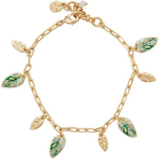 Lucky Brand Enamel Monstera Charm Bracelet, Gold, One Size