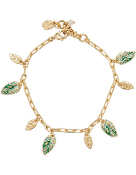 Lucky Brand Enamel Monstera Charm Bracelet, Gold, One Size