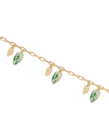 Lucky Brand Enamel Monstera Charm Bracelet, Gold, One Size