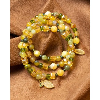 Agate Stone and Natural Crystal Beads Bracelet for Women