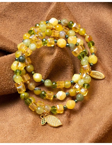 Agate Stone and Natural Crystal Beads Bracelet for Women