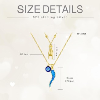 Evil Eye/Italian Horn Ladybug/Black Cat/Cross Lifeline Heart Pendant Layering Necklace Jewelry