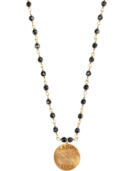 Enlightenment Hope - Women's Hematite 18K Gold Plated Brass Lotus Necklace