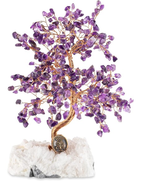 Spiritual Love - Amethyst Stones Feng Shui Tree of Life to Manifest Your Dreams Hand-Wrapped