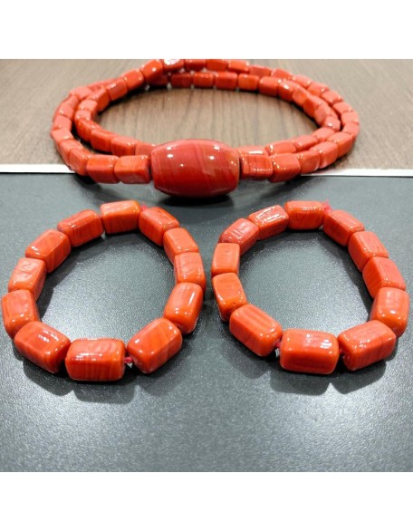 Original Coral Beads Necklace And Coral Bead Bracelet, Igbo bead African jewelry