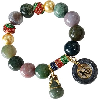 12.50 mm Jewelry Healing Energy Bracelets Bangle Charms with Pendant Jade Coin