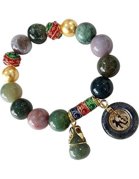 12.50 mm Jewelry Healing Energy Bracelets Bangle Charms with Pendant Jade Coin