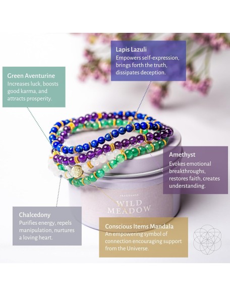 Bracelet Pack of 4 - Natural Stone Bracelets for Women and Men - Bead Bracelets for Women