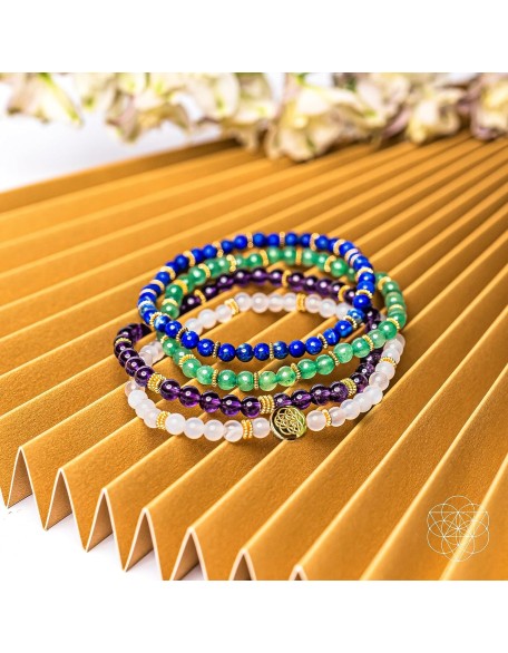 Bracelet Pack of 4 - Natural Stone Bracelets for Women and Men - Bead Bracelets for Women