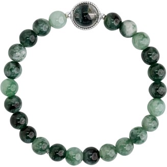 Feng Shui Bead Bracelet for Protection, Wealth, Love & Healing, Authentic Gemstones mix Sterling Silver Charm