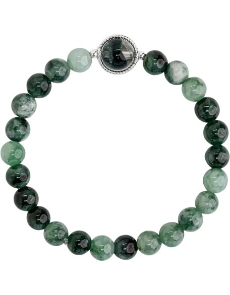 Feng Shui Bead Bracelet for Protection, Wealth, Love & Healing, Authentic Gemstones mix Sterling Silver Charm