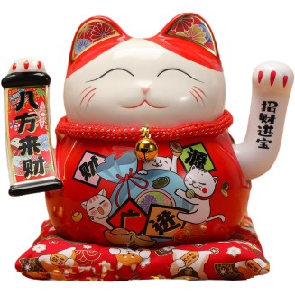 Lucky Statue Cat Figurines Chinese Cat Waving Arm Maneki Neko Ceramic Japanese Money Fortune Cat Gift Decorations for Store Company Opening