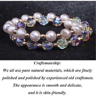 Classic Bracelet Natural Crystal Bracelet Feng Shui Lucky Charm Multi-Turn Bracelet Austrian Glaze Pearl Vacation Jewelry