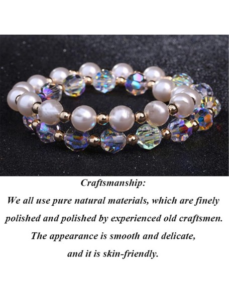 Classic Bracelet Natural Crystal Bracelet Feng Shui Lucky Charm Multi-Turn Bracelet Austrian Glaze Pearl Vacation Jewelry